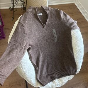 Sonoma Men's Zip Up Brown Sweater